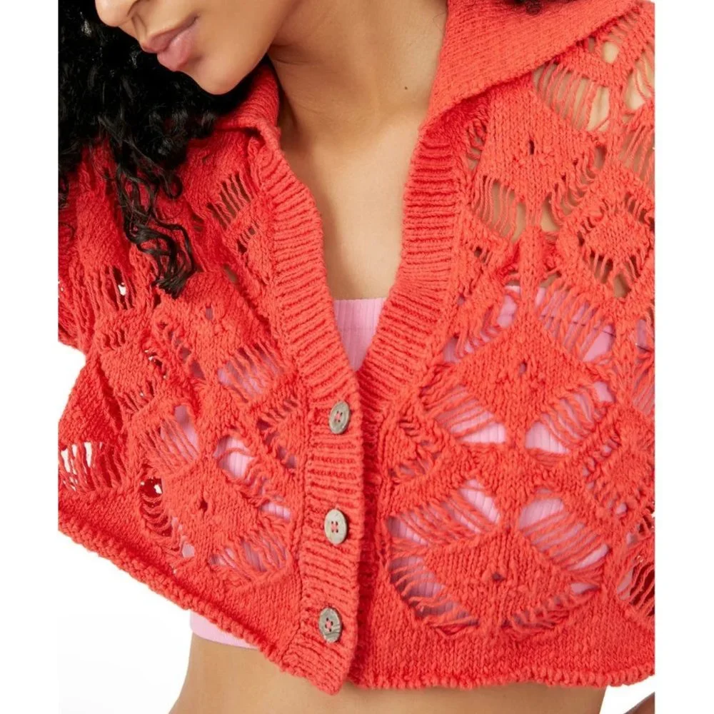 Free People Sedona Cardigan NEW WITH TAGS in Guava Berry MSRP $128